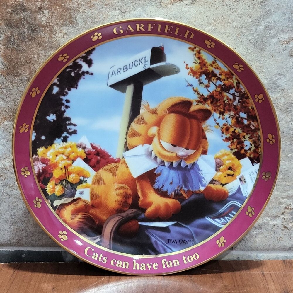 Danbury Mint Decorative Plate A Day With Garfield Cats Can Have Fun Too 1978  Ji